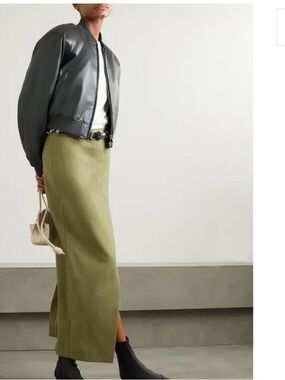 The Frankie Shop Micky Cropped Faux Leather Bomber Jacket Gray Size M